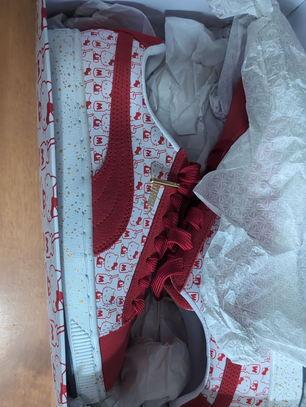 Puma Kids Red and White Hello Kitty Graphic Sneakers